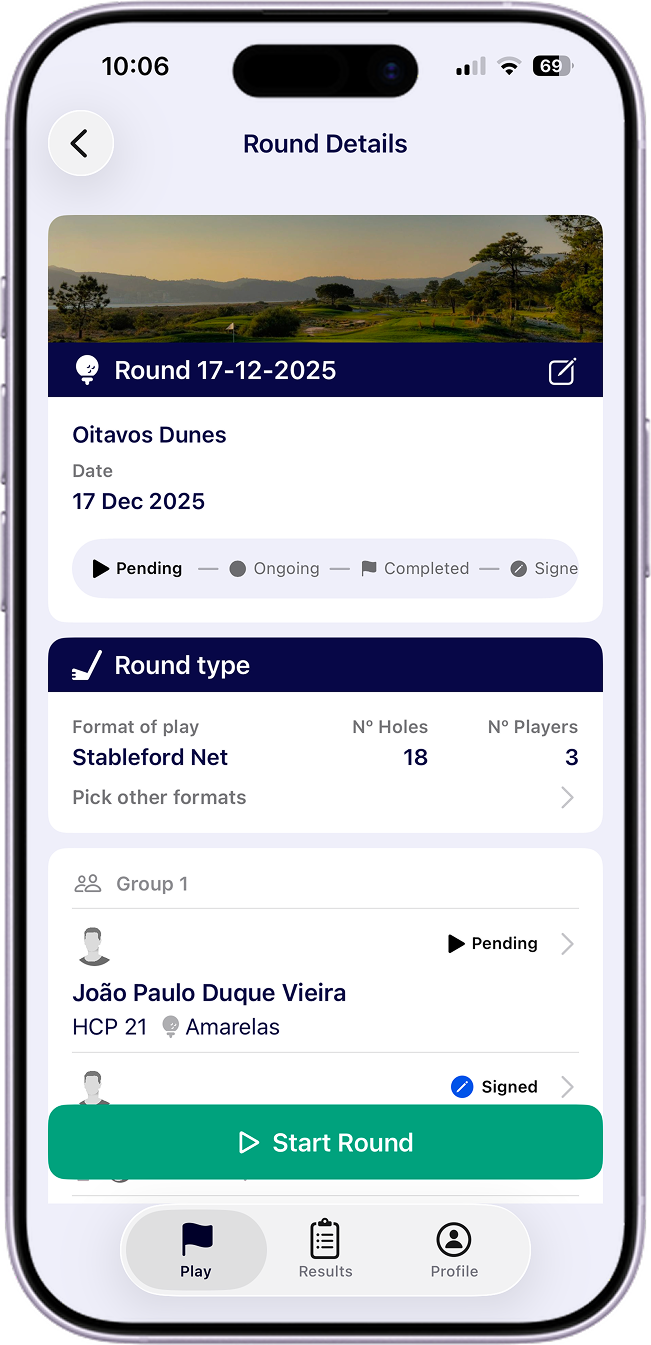 Configuração da volta